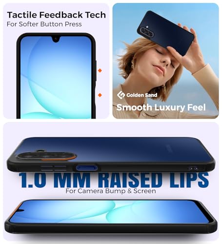 Image of Golden Sand Rugged Frosted Back Cover Case for Samsung Galaxy A17 5G, Samsung Galaxy M17 5G - Semi Transparent,Shockproof, Slim Profile, Matte Grip (Black, TPU+PC)