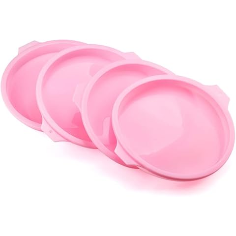 4 Packs Silicone Round Rainbow Cake Tins 6" Layer Cake Moulds Baking Pan Pizza Molds for Birthday Party Anniversary Cover