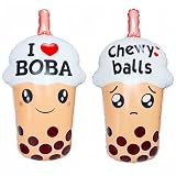 Boba Bubble Tea Balloons 2Pcs/Pearl Milk Tea Party Decorations/Happy Birthday Balloons for Baby Shower/Dinner Table Decorations/I Love Boba