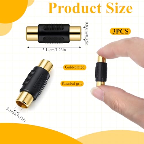 3 PCE Gold Plated RCA Female to Female Coupler miniatura 2