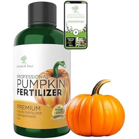 LEAVES AND SOUL Professional Liquid Pumpkin Fertilizer | 5-1-5 Concentrate, Liquid Plant Fertilizer for Garden, Healthy Produce, Good Harvest, Multi-Purpose Blend & Gardening Supplies | 8 oz Cover