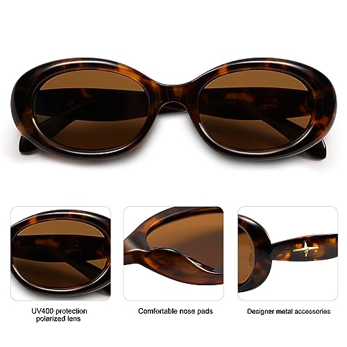 SOJOS Small Retro Oval Polarized Sunglasses for Women Men 90s Vintage Small Face UV400 Protection Tiny Sun Glasses SJ22864