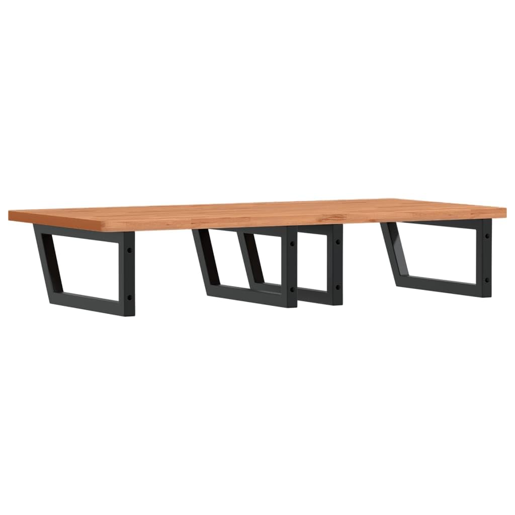 Mensola per lavabo a parete, 115 x 55 cm, in legno massello di faggio e acciaio, colore nero, design moderno, robusta e durevole, salvaspazio, per bagno, ospiti, WC