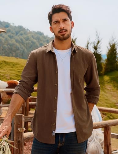 PJ PAUL JONES Men's Corduroy Shirts Casual Button Down Shirt Jacket Lightweight Shacket3