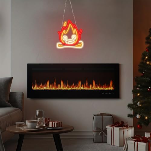 Image of Pounchi Cute Calcifer Neon Sign Neon Light 13.4''x 12.5'' Gifts Cute Anime LED Sign for Gaming Room Accessory for Teen Room Decor
