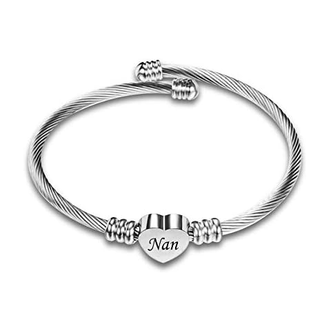 KunBead Jewelry Nan Nana Bracelet Birthday Gift from Granddaughter Bangle Love Heart Bracelets Cheap Cover
