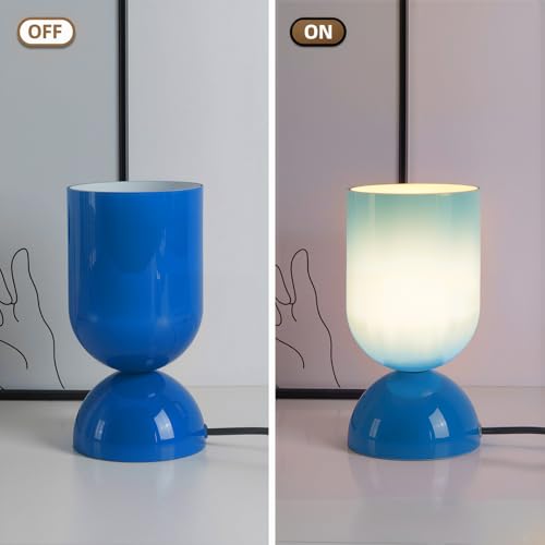 Lámpara de mesa moderna de vidrio 8.9 pulgadas azul miniatura 4