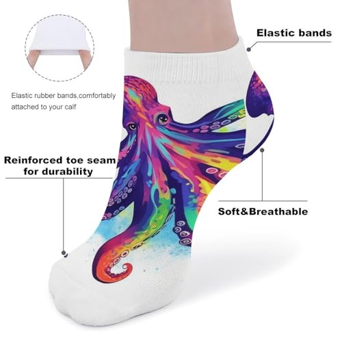Colorful Octopus Socks Ankle Length Socks Casual Short Socks for Women Men Low Cut Sports Socks Running Socks No Show Socks Ankle Socks Athletic Socks Workout Socks3
