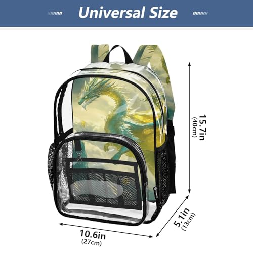 Dragon Fantasy Sky Clear Backpack, Heavy Duty PVC Transparent Backpacks, See Through Multiple Pockets Bookbag for Women Concert Sport Venues Work Travel4