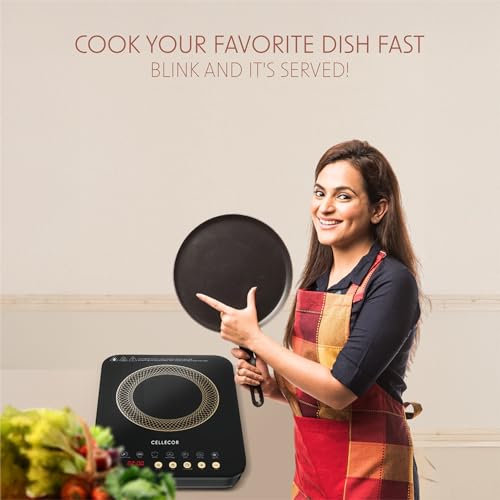 Image of CELLECOR ICT03CE 2000 Watts Induction Cooktop with Auto-Switch Off | 7 Preset Modes | Feather Touch Panel | Overheat Protection | Energy Efficiency | Touch Control|1-Year Warranty