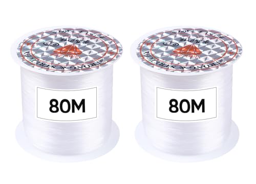 Crystal Clear Fishing Thread, 0.25MM × 80M Ultra-Strong Invisible...