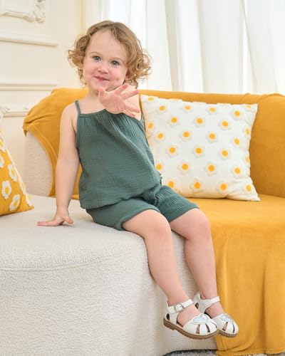 Image of Weebaby Toddler Girl Clothes Baby Summer Outfits Sleeveless Halter Top Ruffle Short Set Cute Kids Clothes Girls