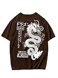 COZYEASE Men's Letter Graphic Tee Casual Short Sleeve Round Neck Summer Shirt Streetwear Top Brown S