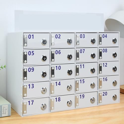 Wall-Mounted Acrylic Cell Phone Storage Locker, Lockable 20-Slot Storing Box with Lock & Keys for Office, School, Classroom Use