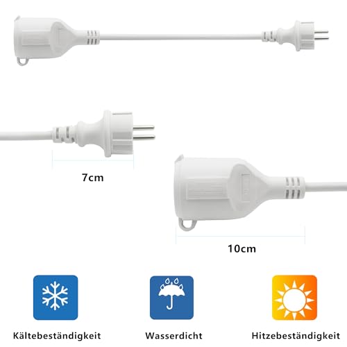 Cable alargador Schuko corto de 0,5 metros con cable blanco de 3x1,5 mm² para el hogar 6