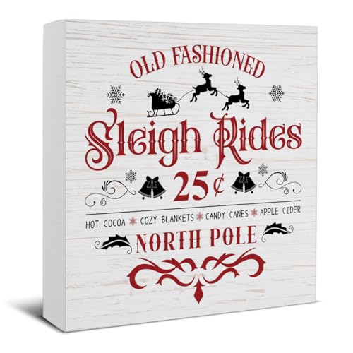Rustic Christmas Decorations, Sleigh Rides Decor Sign, Christmas Wood Sign