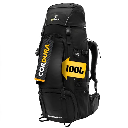 outdoorer Schwarzer Reiserucksack Atlantis - großer Trekkingrucksack in Schwarz, 100% Cordura,...