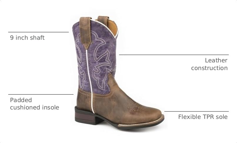 Image of ROPER Girl's Monterey (Toddler /Little Kid) Brown Leather Vamp /Purple Shaft 13 Little Kid M