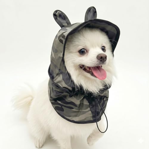 Colenumone Hundehut, Camouflage-Sonnenhut mit Halsabdeckung, verstellbare Haustier-Kapuze für kleine, mittelgroße und große Hunde, winddichte Outdoor-Kappe...