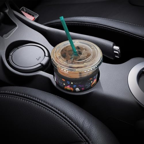 Image of YR Reusable Neoprene Insulator Sleeve for Iced Coffee Cups, 3 Pack Coffee Coolies sleeves for Iced & Hot Drinks, Cold Beverage Cooler Compatible with Starbucks Coffee and More (Halloween Boo)