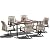 MELLCOM 7-Piece Outdoor Dining Set, 6 Swivel Rattan Chairs with Thick Cushions & Rectangular Dining Table with Umbrella Hole, Patio Furniture Set for Porch, Beige
