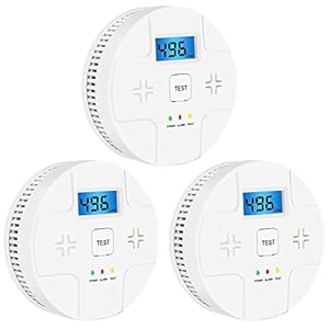 3 Pack Combination Smoke Carbon Monoxide Alarm Detector Battery Operated, Portable Smoke and Co Alarm for Home Bedroom Travel，Easy to Install