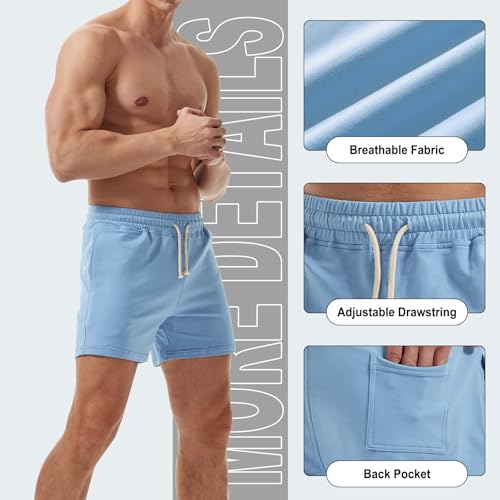 AIMPACT Mens Workout Sweat Shorts 5 Inch Cotton Casual Fitness Mens Athletic Gym Shorts with Pockets
