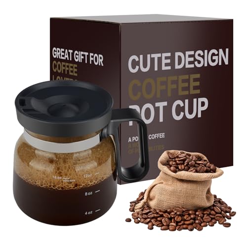 Luyyholara 16 oz Glass Coffee Pot Coffee Mug, Mini Coffee