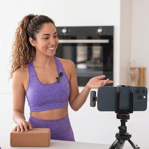 Image of Kratos KMW01 Wireless Mic, Mic Wireless for YouTube & Video Recording, Mic with 3-Level Noise Reduction, LED Indicator, Type-C and for iPhone Plug & Play Connectors, Single Channel Microphone