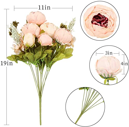 Luyue 2Pcs Vintage Artificial Peony Fake Silk Flowers Bouquet Wedding Home Floral Decoration(Light Pink Bud) #TOP3