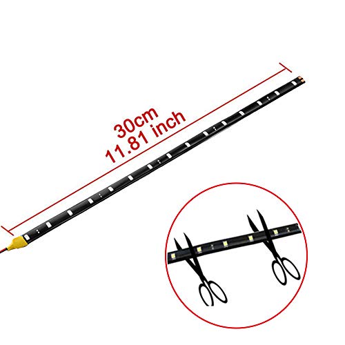 FICBOX 10pcs 12V LED Strip Light 30cm 3528 15LED Flexible Waterproof Decoration Led Interior Exterior Lights Strip for Car Motorcycles (Yellow)