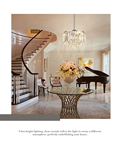 Cargifak Crystal Chandelier, 4-Tier Modern Chandelier With Polished Chrome Finish, Pendant Light For Dinning Room Kitchen Island Bedroom Entryway, Cc4215-3W-Pc #TOP3