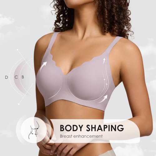 Image of Seamless Wireless Bra for Women with Support - No Underwire Full Coverage Push Up Comfort Bras - Back Fat Smoothing Bralette