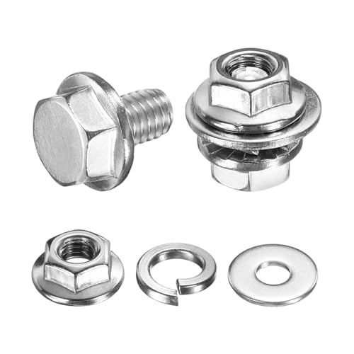 Tornillos hexagonales de brida de acero inoxidable 304 con arandelas planas y de bloqueo M4