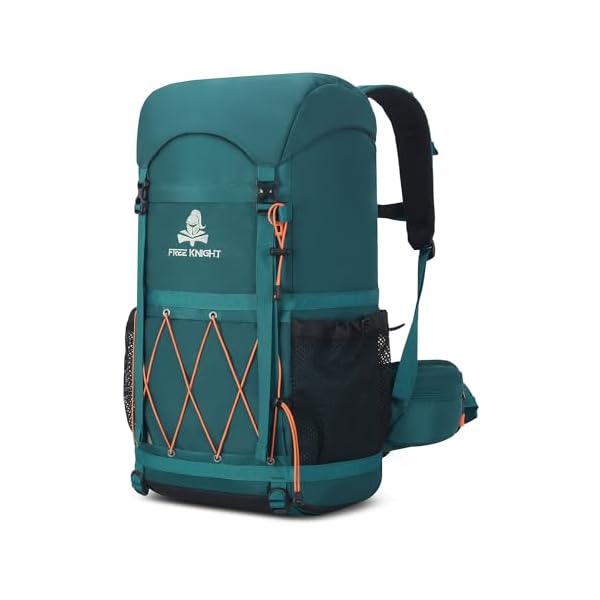 Bseash 40L Waterproof Hiking Backpack with Rain Cover, Outdoor Sport Travel Bag Daypack for Camping Climbing Skiing Cycling (Blue Green)