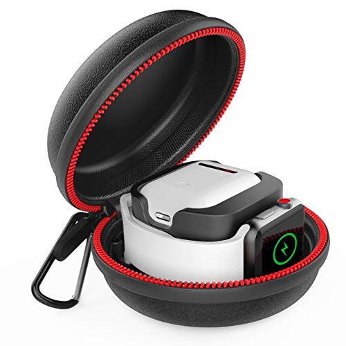 JSW 2-in-1 Apple Watch/Apple Airpods 充電スタンド アップルウォッチ/Airpods 充電器 ケース 持ち運びに便利 iwatch/Airpods充電ケーブル収納ケース For Apple watch series 5/4 44mm/40mm シリーズ/3/2/1 42mm/38mm AirPods第2世代と第1世代