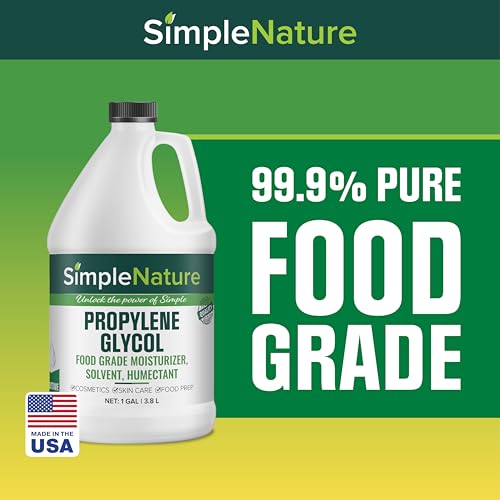 Food Grade Propylene Glycol - 99.9% Purity - 1 Gallon - Ecofriendly, Non-GMO Moisturizer, Solvent, Emulsifier, Humectant - Soaps, Lotions, Antifreeze, Fog Machines
