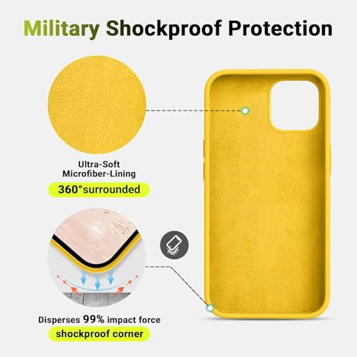 Image of VONZEE Microfiber Candy Case Compatible for iPhone 12 Pro Max 6.7 inch, Shockproof Slim Back Cover Liquid Silicone Case - Yellow