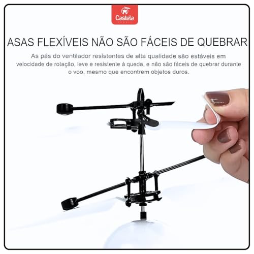 Robo Branco Brinquedo Voador Sensor De Mão Luz Robô Que Voa Castela