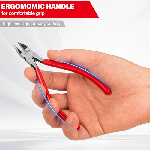 Image of HAUTMEC 5 inch Precise Small Flush Cutters of Engineer Wire Cutters Pliers 2PCS Side Cutters with Location Pin for Fine Shearing, Perfect for Circuit Board Cutting, Electronic Components, HT0327-2PC