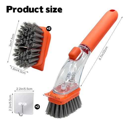 Image of Soap Control Dishwand with Handle & 2 Replaceable Heads, Non Scratch Dishwashing Scrub Dispensing Brush Pads Soap Dispenser Scrubbers Set for Kitchen Dishes Pots Pans Sink Cleaning