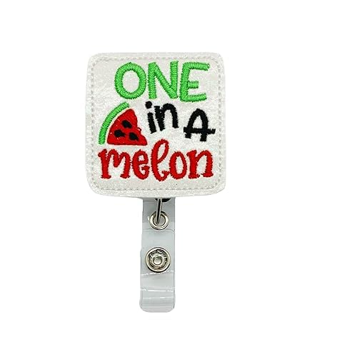 One In a Melon Badge Reel, Retractable Watermelon ID Holder, Summer Name Tag Clip (swivel clip)