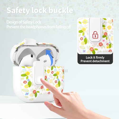 Image of for AirPods 4 Case with Safty Lock & Phone Stand,Cute Floral Pattern Style