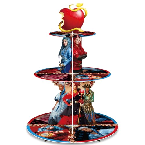 alotfs Movie Theme Party Decorations Cupcake Stand, 3-Tier Cartoon Cupcake Display Stand for Red Birthday Party Desserts Supply Decor, Happy Birthday Cake Table Dessert Tower Decorations