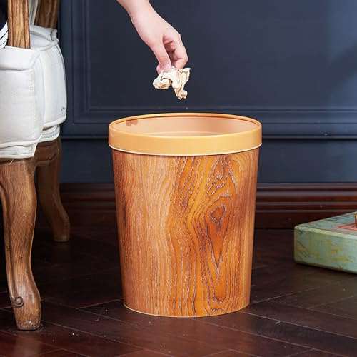 Cabilock Papelera de plástico con diseño madera vintage miniatura 5