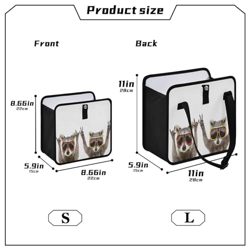 Image of Funny Raccoons Sunglasses Animal Car Trash Can, Foldable Hanging Car Trash Bag, Small Waterproof Car Accessories Garbage Bin