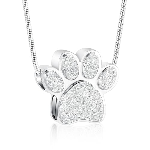 mingkejw Collier urne empreinte patte acier inoxydable crémation