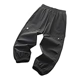 Beessbest Kids Boys Baggy Cargo Pants Elastic Waist Casual Loose Fit Parachute Pant Fashion Harem Joggers with Pockets Black