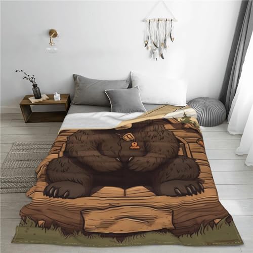 Couverture flanelle douce ours rustique, plaid de qualité supérieure - 8