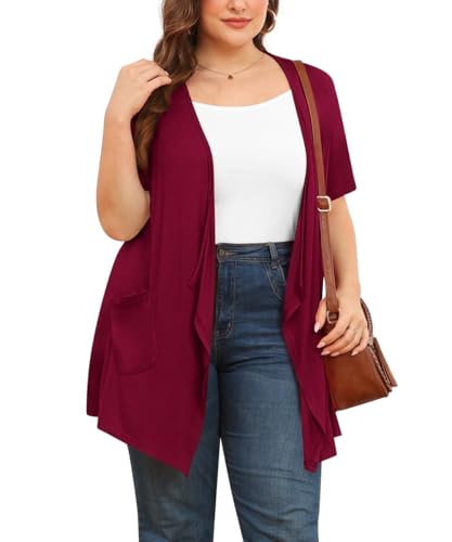 Image of TIANZHU Plus Size Cardigan for Women Lightweight Short Sleeve Summer Dressy Light Cardigan